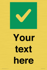 Custom plain background, green square with tick sign